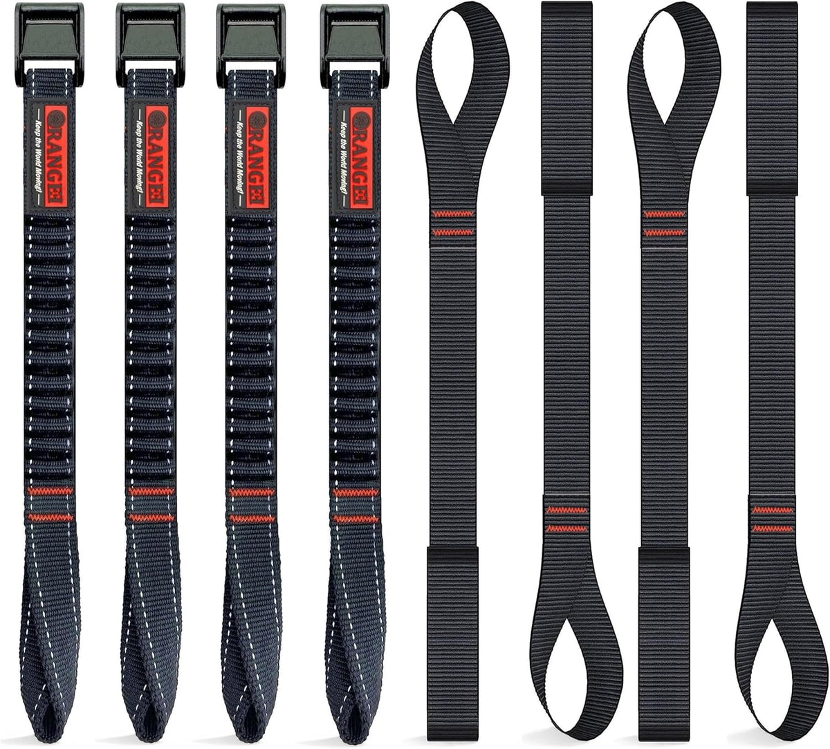 ORANGEE® 4 Pack Motorcycle & Bike Luggage Straps 20" - 55" Adjustable Stretch Tie Down Strap for Motorcycle, Bike, ATV Rack - Black