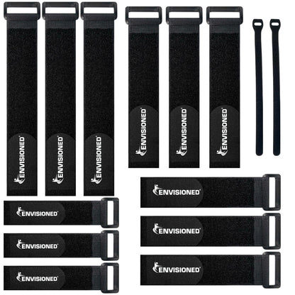 Reusable Cinch Straps 2" x 60" - 6 Pack, Multipurpose Strong Gripping, Quality Hook and Loop Securing Straps (Black)