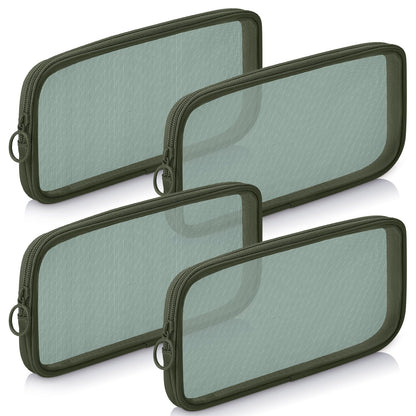 Weewooday 4Pcs Mesh Makeup Bag, Gray, Small, Large, Medium, Classic