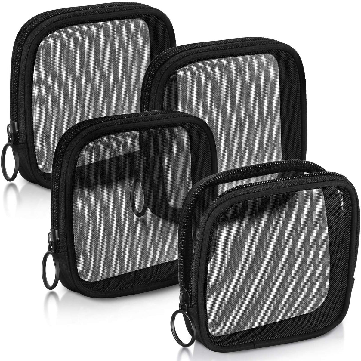 Weewooday 4Pcs Mesh Makeup Bag, Gray, Small, Large, Medium, Classic