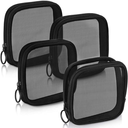 Weewooday 4Pcs Mesh Makeup Bag, Gray, Small, Large, Medium, Classic