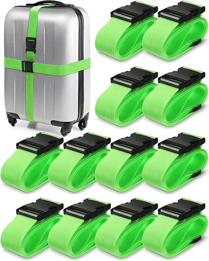 Saintrygo 12 Pack Luggage Straps for Suitcase TSA Approved Belts Wide Adjustable Packing Straps Travel Belts Accessories