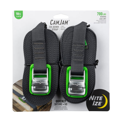 Nite Ize CamJam Tie Down Strap - Tie Down Ratchet Straps - Straps for Trucks & Cars - Tie Downs for Luggage & Gear - 12 ft Strap, Orange (Pack of 2)