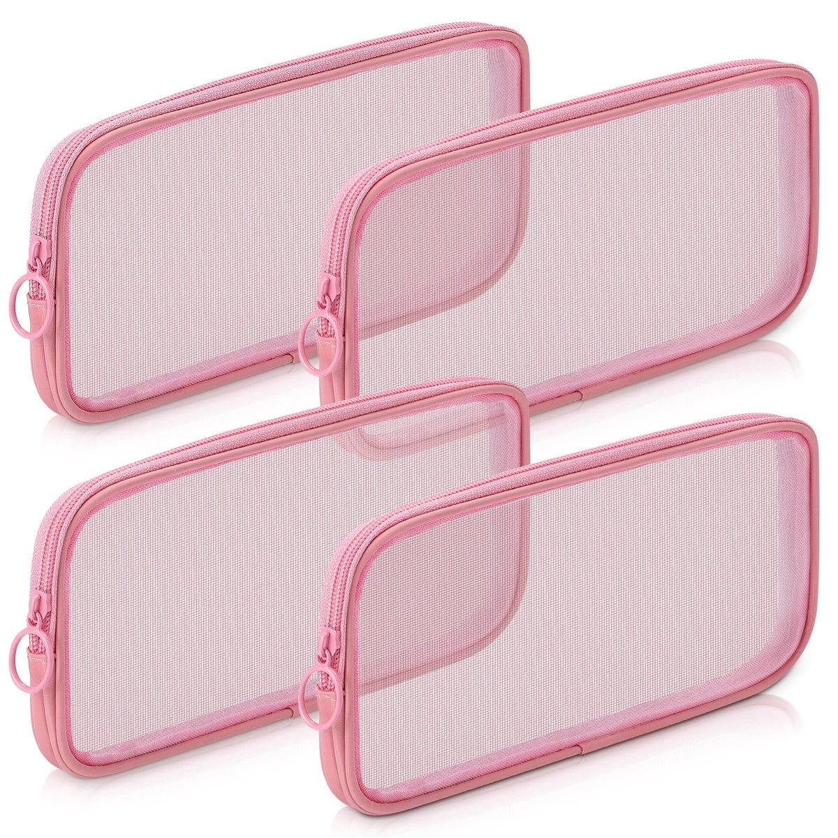 Weewooday 4Pcs Mesh Makeup Bag, Gray, Small, Large, Medium, Classic