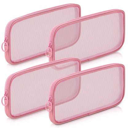 Weewooday 4Pcs Mesh Makeup Bag, Gray, Small, Large, Medium, Classic