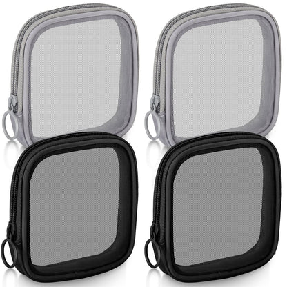 Weewooday 4Pcs Mesh Makeup Bag, Gray, Small, Large, Medium, Classic