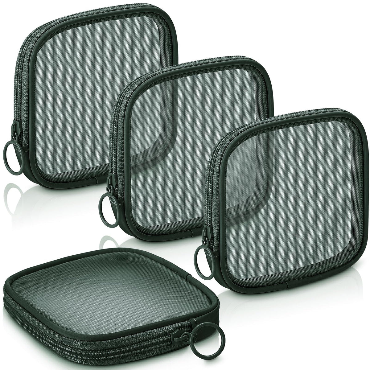 Weewooday 4Pcs Mesh Makeup Bag, Gray, Small, Large, Medium, Classic