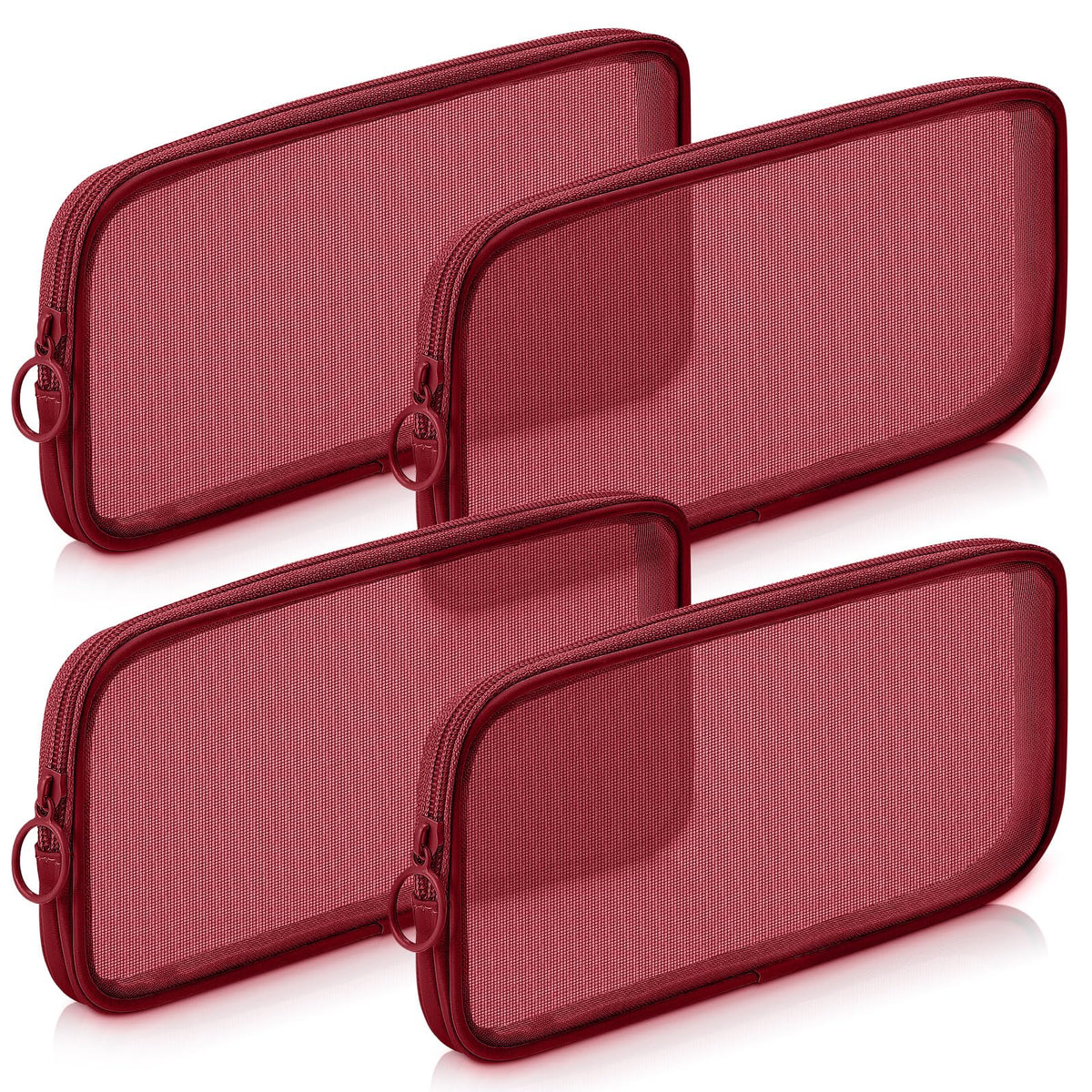 Weewooday 4Pcs Mesh Makeup Bag, Gray, Small, Large, Medium, Classic