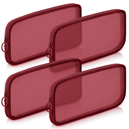 Weewooday 4Pcs Mesh Makeup Bag, Gray, Small, Large, Medium, Classic
