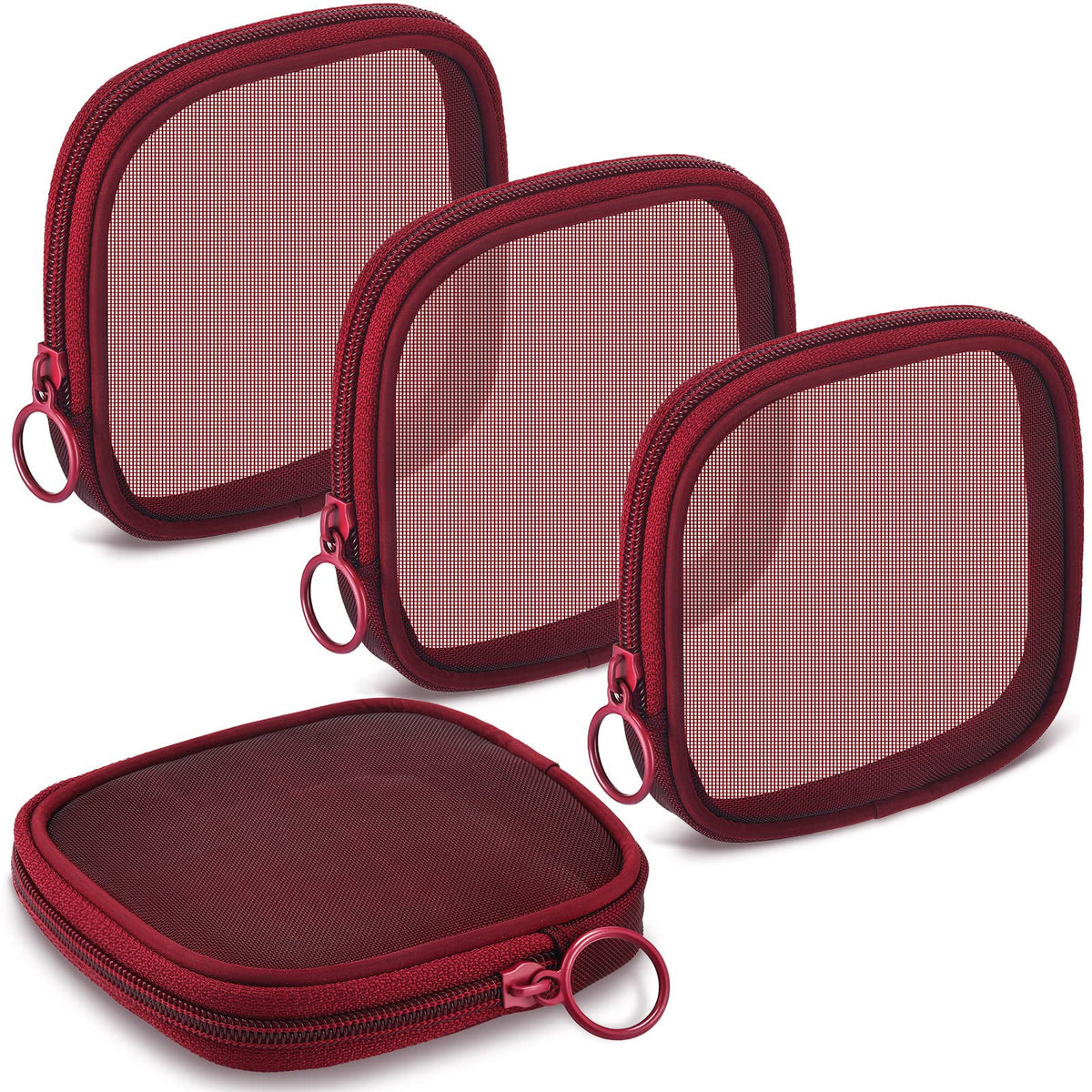 Weewooday 4Pcs Mesh Makeup Bag, Gray, Small, Large, Medium, Classic