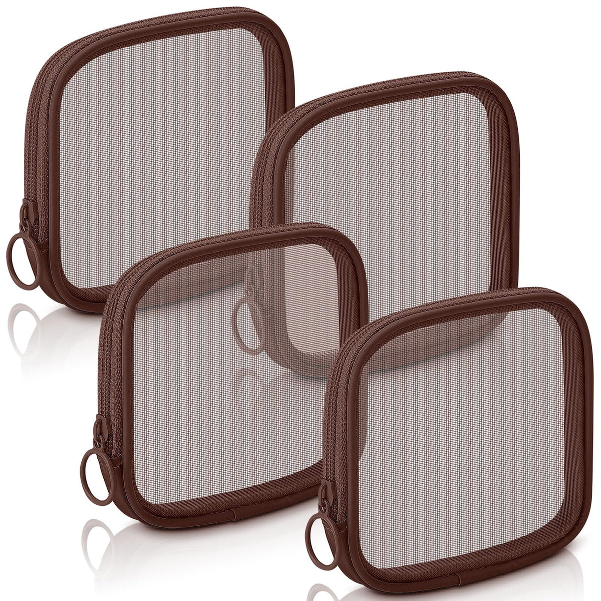 Weewooday 4Pcs Mesh Makeup Bag, Gray, Small, Large, Medium, Classic