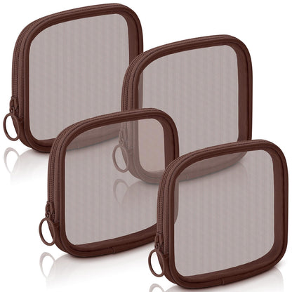 Weewooday 4Pcs Mesh Makeup Bag, Gray, Small, Large, Medium, Classic