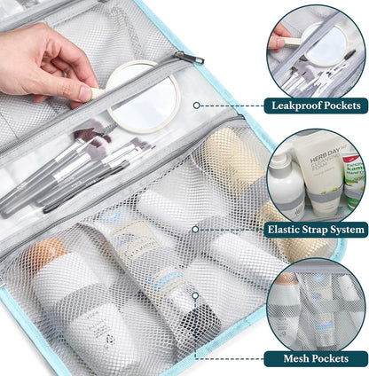 PAVILIA Hanging Toiletry Bag for Women Men Foldable Travel Organizer, Teal
